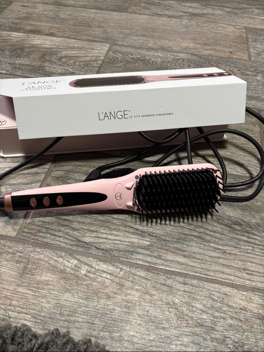 L'ANGE Rose Gold & Black Heated Straightening Brush